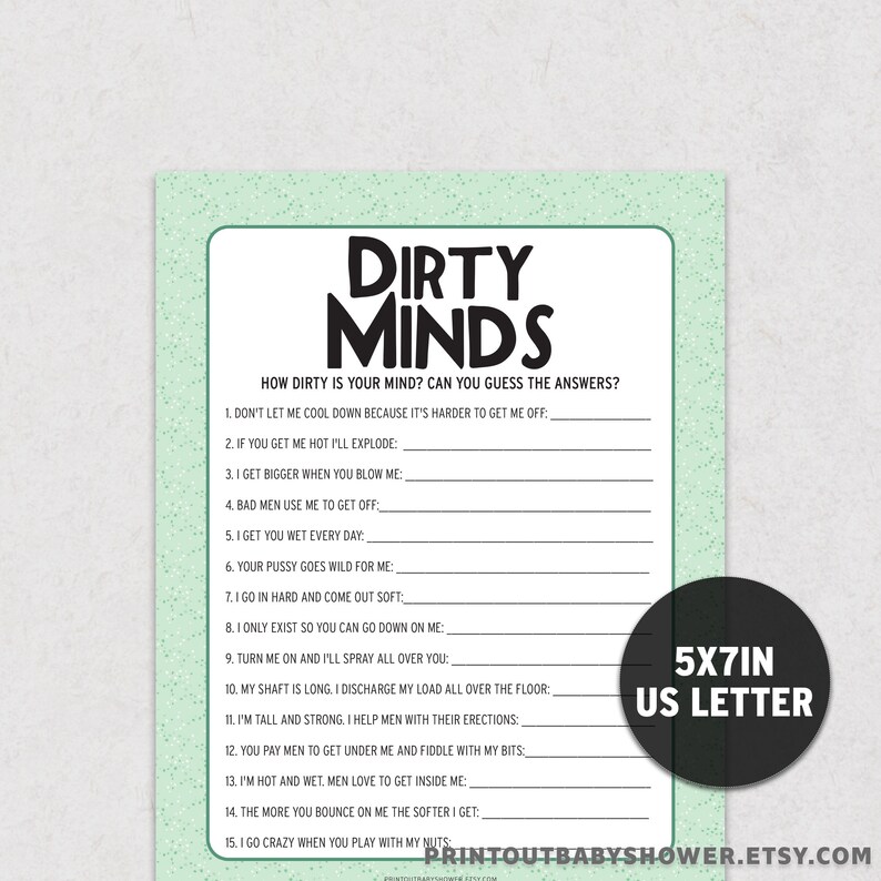 Baby Shower Riddles Game Dirty Minds Naughty Game for Baby Etsy