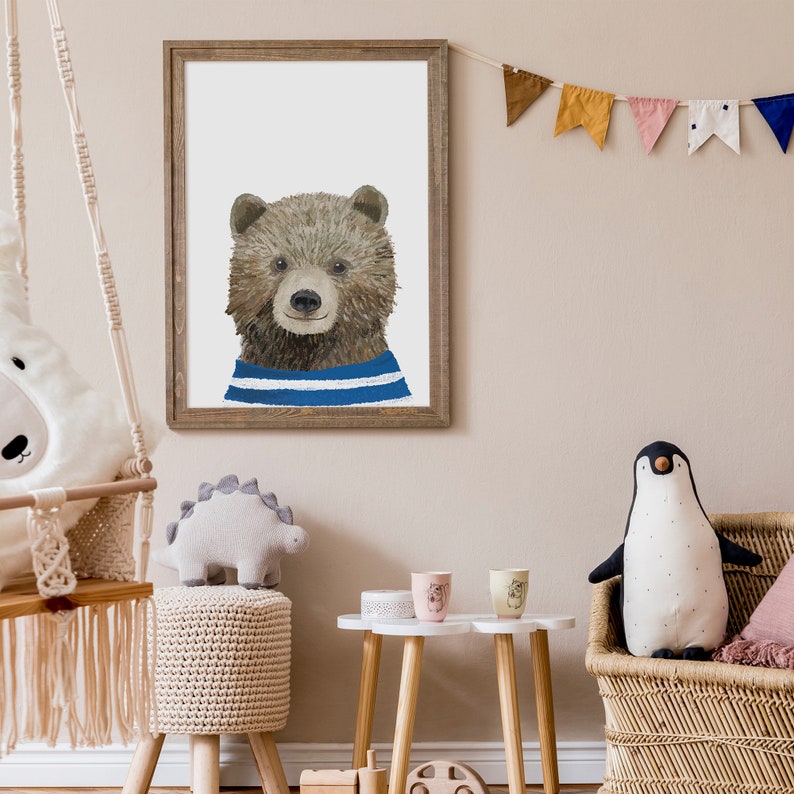 Blue Bear Print Teddy Bear Wall Art Printable Wall Art Etsy