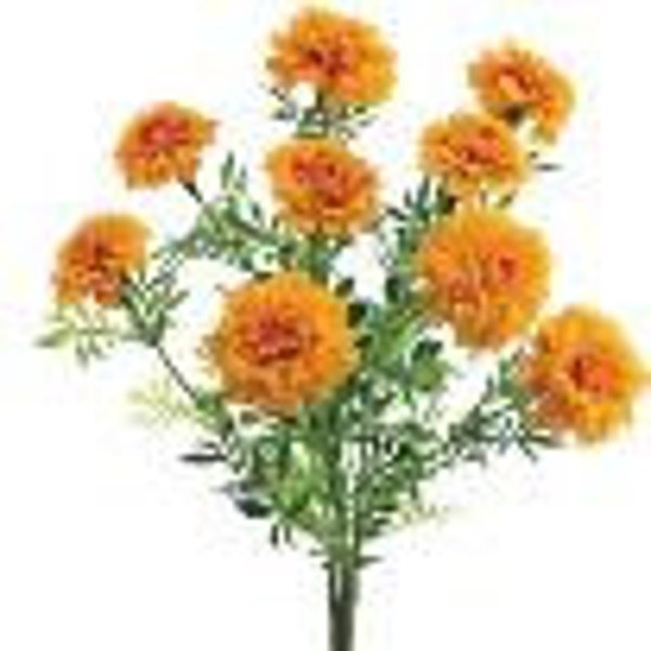 Silk Yellow / Orange Marigold bush, 13"