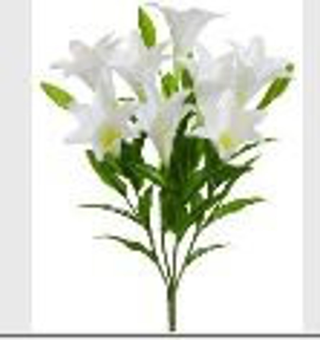 Artificial Easter Lily Bush, 25 Etsy