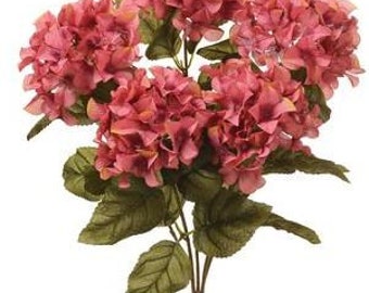 Silk Mauve-Pink Hydrangea Bush, 23"