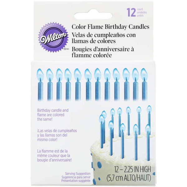 Blue Color Flame Candles, 12 Count