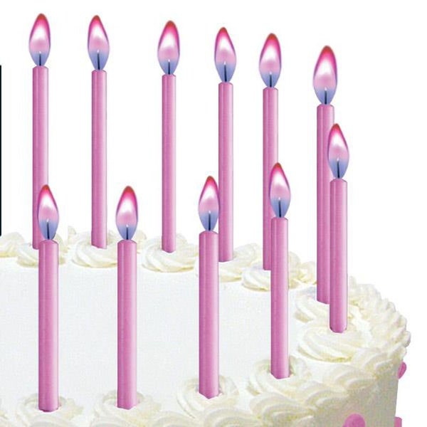 Pink Color Flame Candles ,12 Count