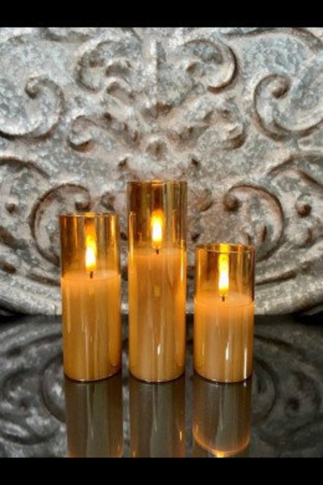 LED Radiance Gold Champagne Candles the Petite Trio 2 Diameter Etsy