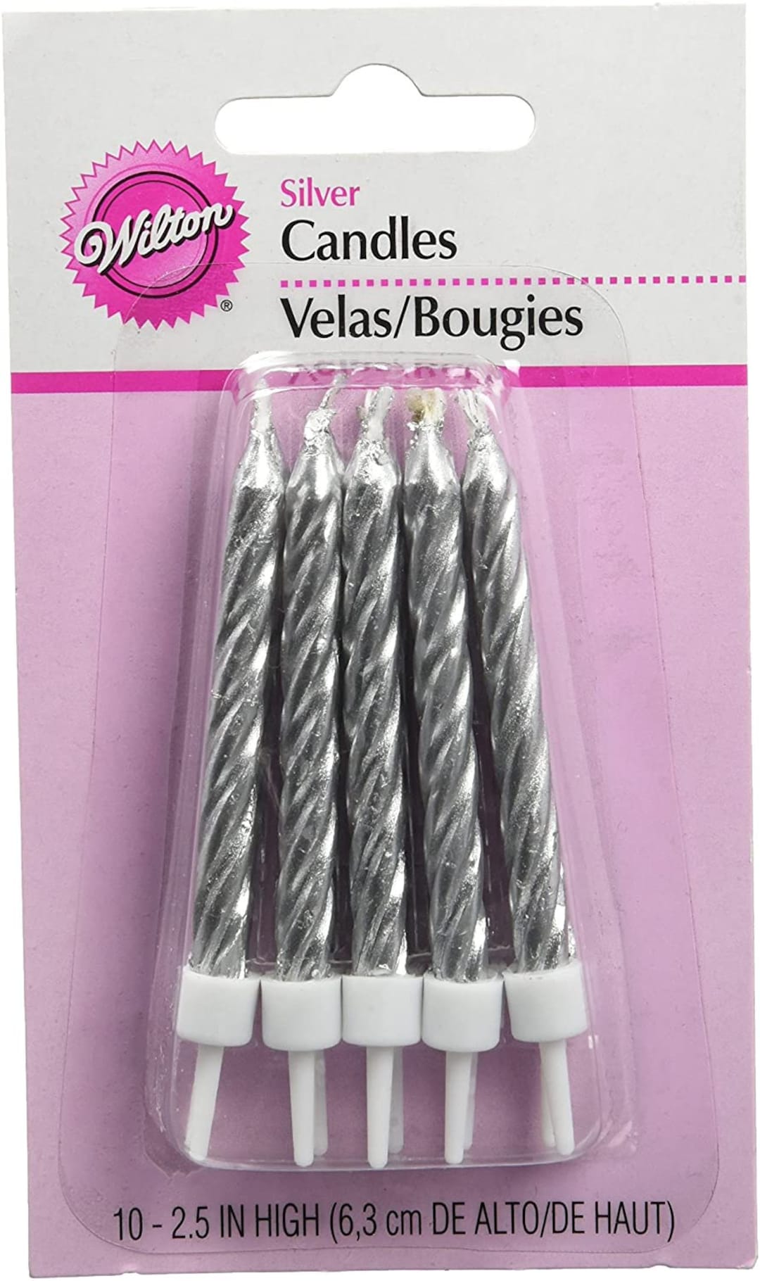 Silver Birthday Candles 10 Count Etsy UK
