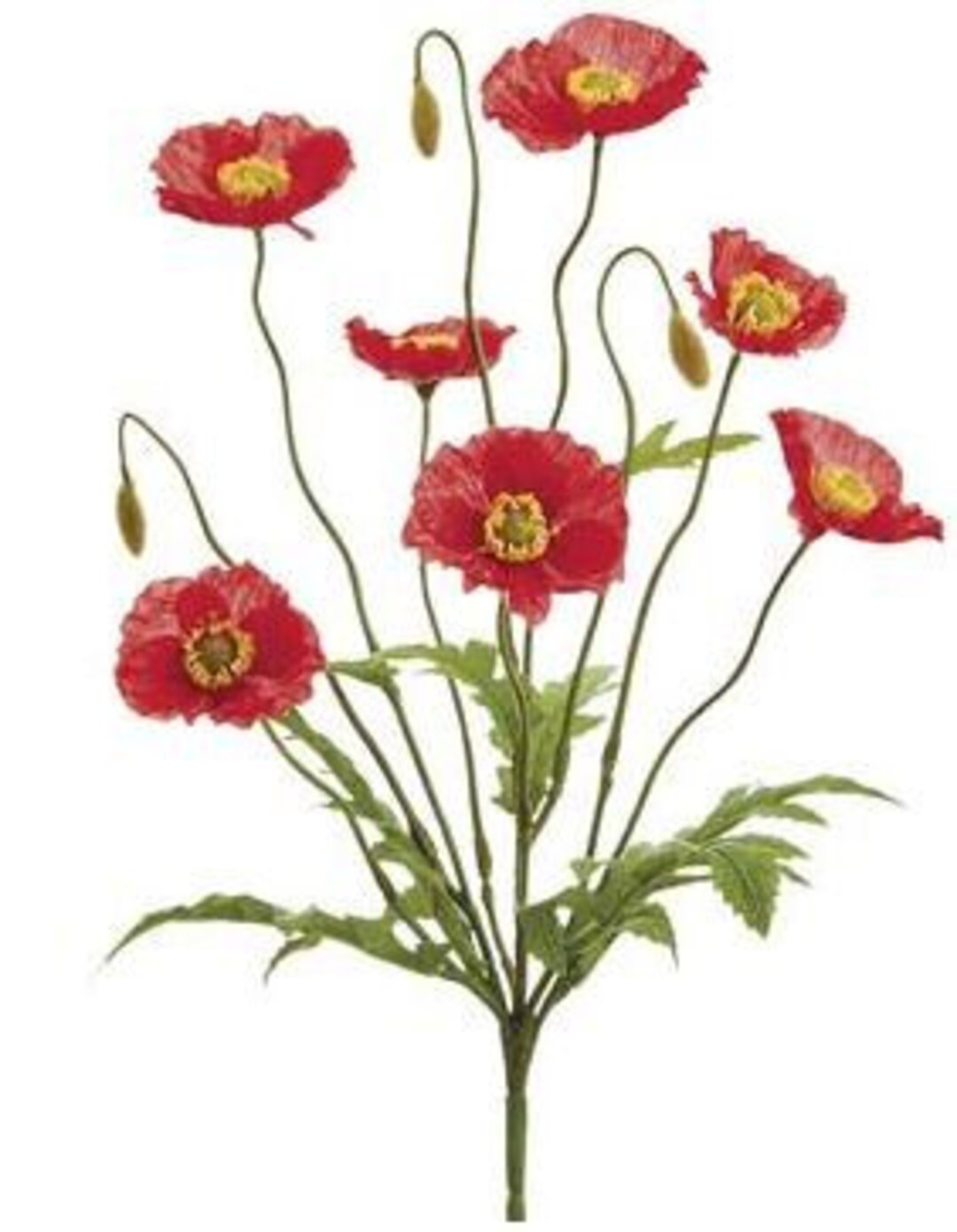 Silk Red Poppy Bush 15 Etsy