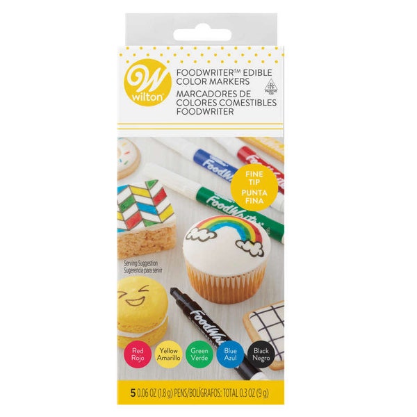 Fine Tip Edible Primary Felt Markers, 5 colors