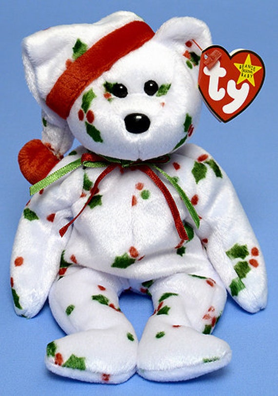 TY Holiday Teddy 1998 Beanie Babies With Jingle Bell Etsy