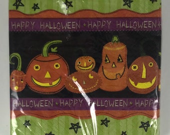 Beverage Napkins Halloween Patchwork 5 inch 16 count