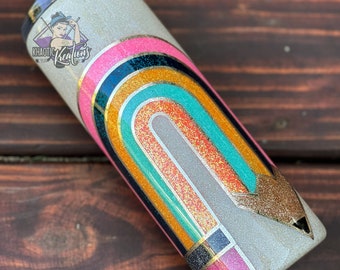 Boho rainbow pencil tumbler