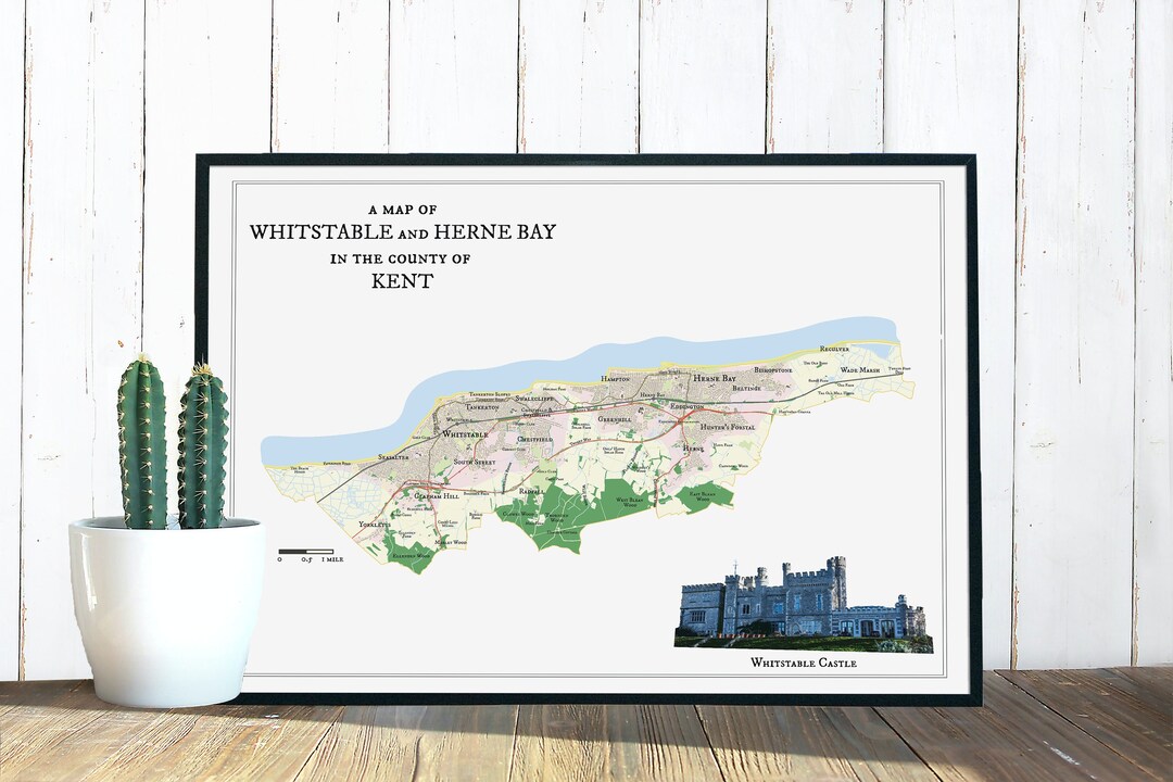 Antiquestyle Map of Whitstable and Herne Bay Etsy UK