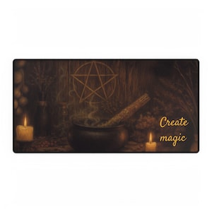 Create Magic Desk Mat & Mouse Pad Witchy Office Decor Mystical Desk Accessory Gift for Witches