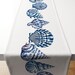Blue Mussel Shells Patterned Digital Printed Table Runner, Blue Table ...