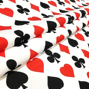 Formes de cartes à jouer losanges coeurs pique trèfles Tissu à motifs imprimé tissu décoratif intérieur extérieur rembourrage par mètre décoration d'intérieur