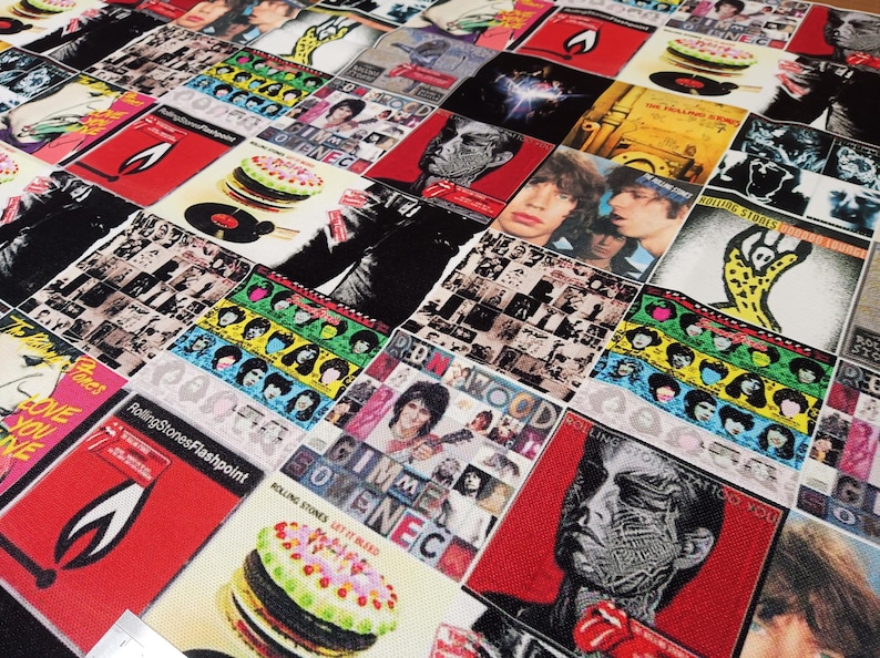 Rolling Stones Album Covers Rock Music Patterned Fabric Decorative