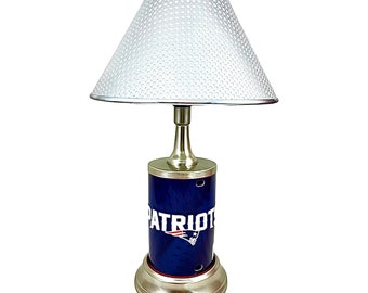 NFL New England Patriots Official Metal Sign License Plate Exclusive Collectible Handmade Sport Table Desk Lamp Best Gift Ever