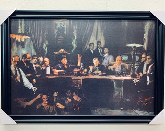 Gangster Last Supper by Ylli Haruni (The Godfather, Scarface, Sopranos, Goodfellas) - 24x36 Handmade Framed Print Wall Art Photo Poster