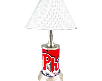 MLB Philadelphia Phillies Official Metal Sign License Plate Exclusive Collectible Handmade Handmade Sport Table Desk Lamp Best Gift Ever