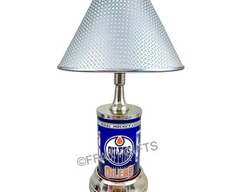 NHL Edmonton Oilers Official Metal Sign License Plate Exclusive Collectible Handmade Sport Table Desk Lamp Best Gift Ever