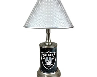 NFL Las Vegas Raiders Official Metal Sign License Plate Exclusive Collectible Handmade Sport Table Desk Lamp Best Gift Ever