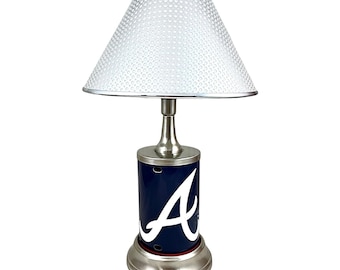 MLB Atlanta Braves Official Metal Sign License Plate Exclusive Collectible Handmade Sport Table Desk Lamp Best Gift Ever