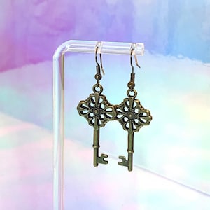 Bronze Skeleton Key Earrings