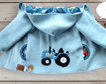 Handmade Walk Jacket Size 98 New Embroidered Tractor