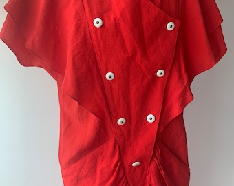 VINTAGE. 1980s Red Midi Dress. Size 8/10