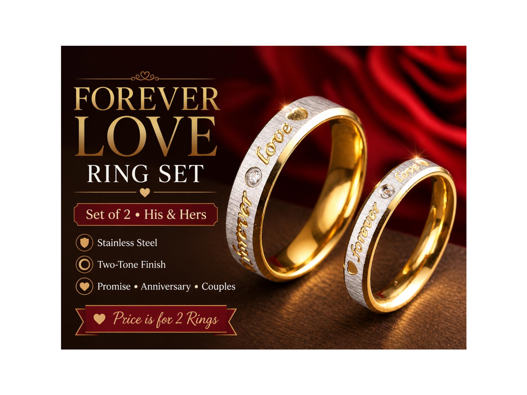 Forever Love Ring Set Stainless Steel Couples Promise Rings His