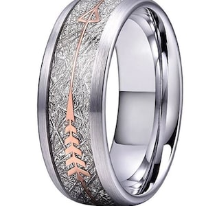 Arrow and Meteor Inlay Ring Stainless Steel - Friendship, Promise, Engagement, Wedding Jewelry Gift, Anniversary, Just Because