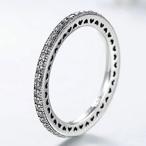 Sterling Silber Eternity Herzen Ring für Ihren Zirkonia - Freundschaft, Versprechen, Verlobung, Hochzeit, Muttertag, Just Because