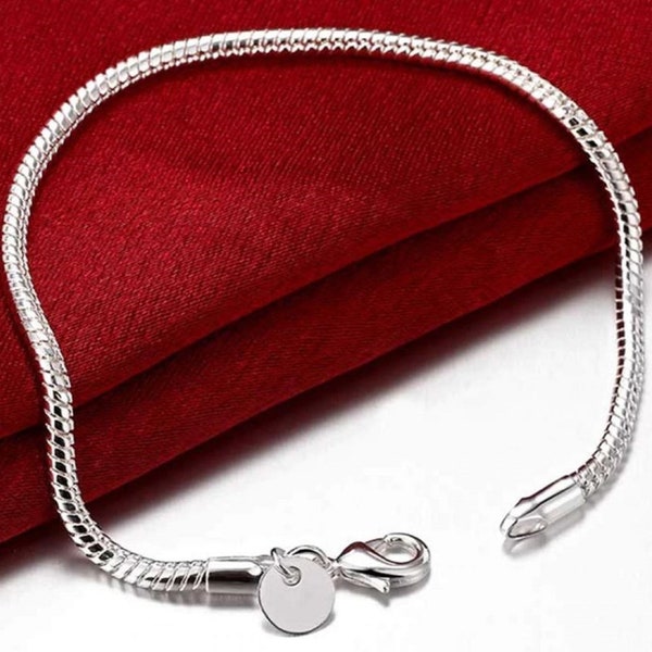 Bracelet de chaîne de serpent en argent sterling pour femme - Bracelets d’amitié et bracelets, fête des mères, juste parce que, minimaliste, son