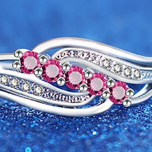 Sterling Silver Cubic Zirconia Double Crossed Eternity Wave Ring- Birthday, Anniversary, Wedding, Promise, Just Because, Special Day, Gift