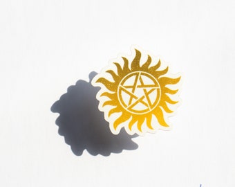 Anti-Possession (Amarillo) - Pegatina impermeable inspirada en SPN