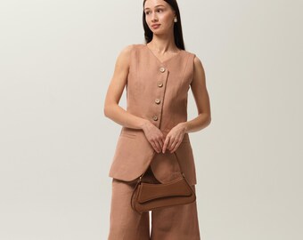 Linen Button Vest