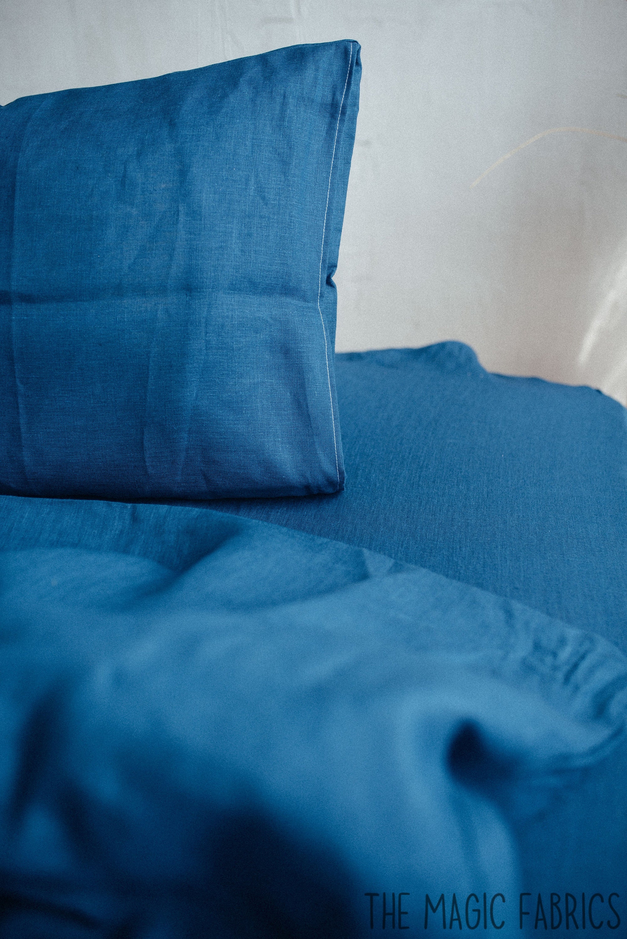 Azure blue Linen fitted sheet 100 natural linen with Etsy