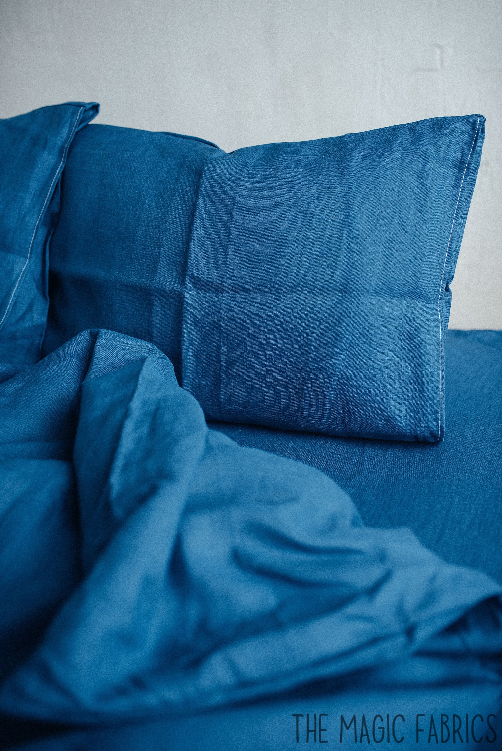 Azure blue Linen fitted sheet 100 natural linen with Etsy