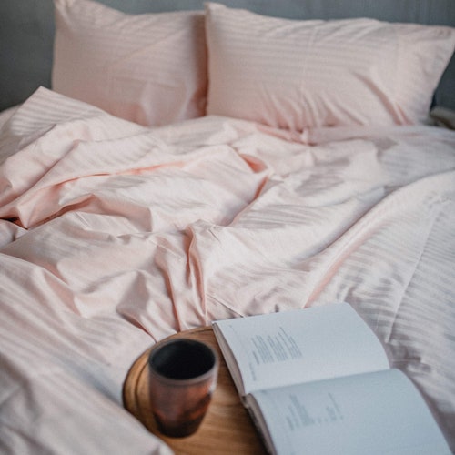 Sheet set in Light pink color (Fitted sheet, Flat sheet & Two pillow shops cases)