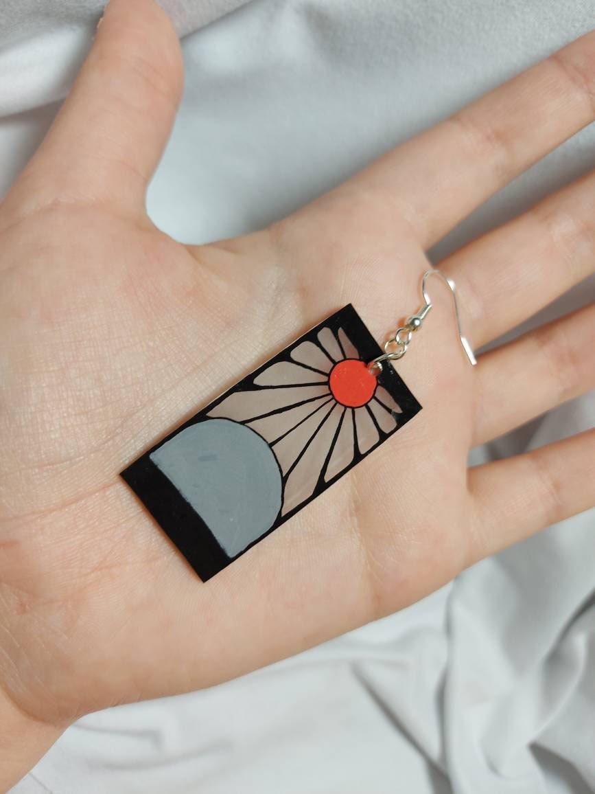 Tanjiro Hanafuda earrings Etsy