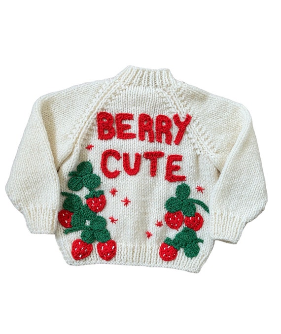 Berry Cute Handknitted Cream Cardigan Size 12 18 Months Girls Cardigan Handmade Baby Clothing Baby Cardigan First Birthday Gift Cream Etsy
