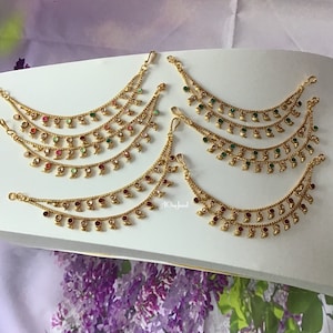 Sahara For Earrings, Gold Kundan Ear Chain, Ear Support, Detachable Ear Chain, Traditional Jewelry, Fency Kaan Chain, Pakistani Earrings