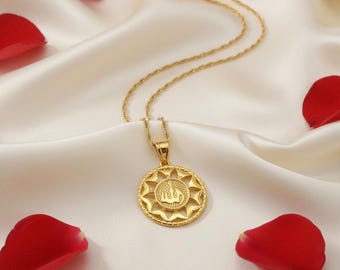 Collier avec pendentif Allah en plaqué or 18 carats, bijoux islamiques