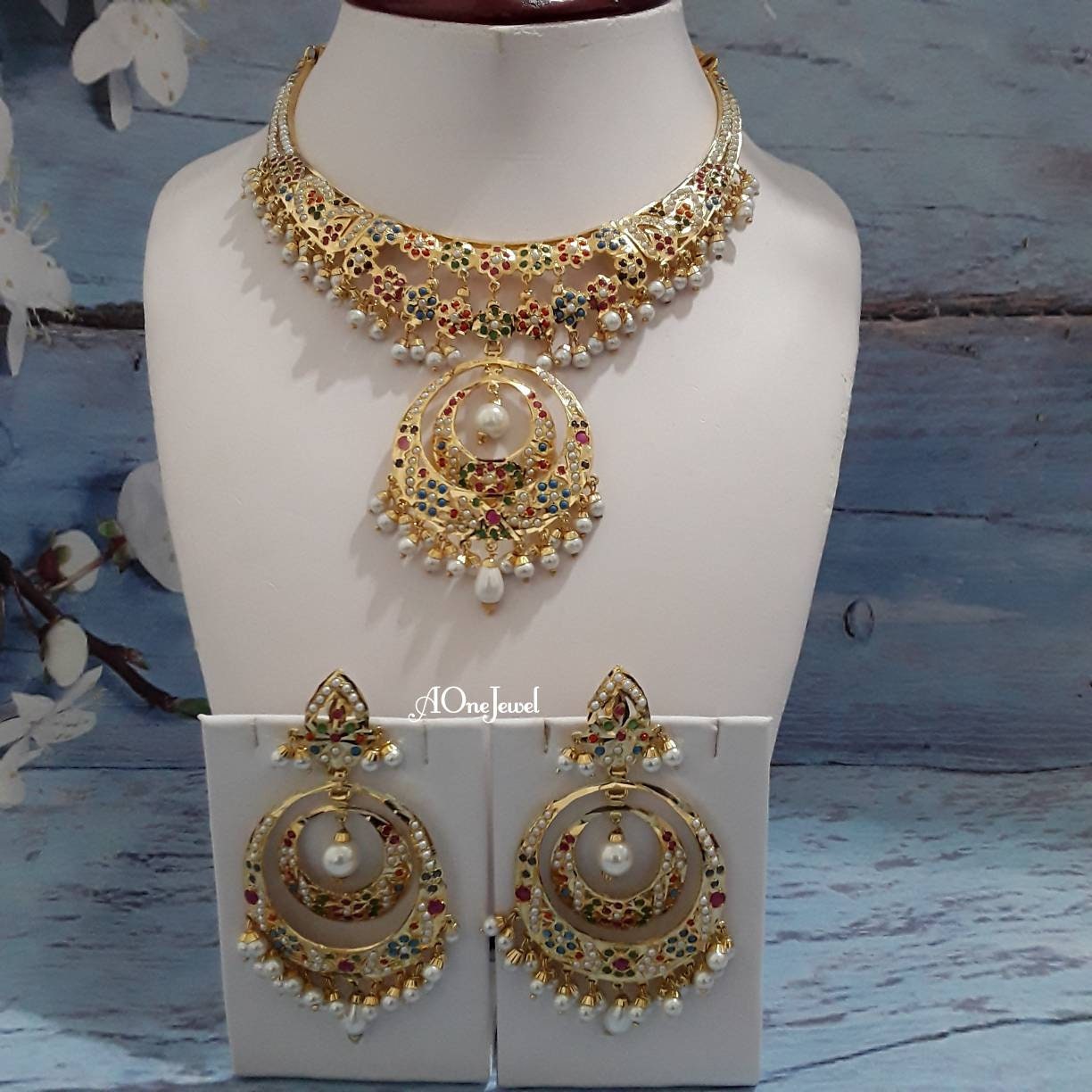 Indian Hyderabadi Jadau Double Chandbali Gold Plated Jewelry Etsy