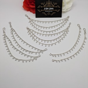 Sahara For Earrings, Silver Pearl Ear Chain, Ear Support, Detachable Ear Chain, Pearl Kaan Chain, Pakistani Earrings, Earrings Extensions
