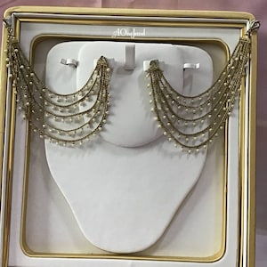 Sahara For Earrings, Antique Gold 5 Line Pearl Ear Chain, Ear Support, Detachable Ear Chain, Pearl Kaan Chain, Pakistani Earrings