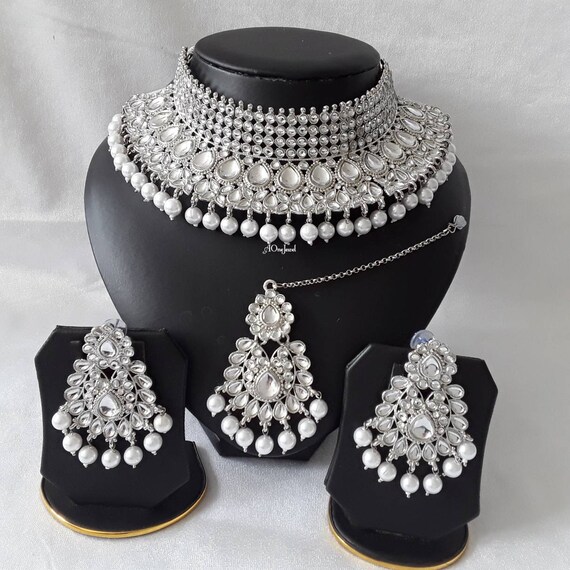 Indian Ethnic Kundan Pearl Silver 