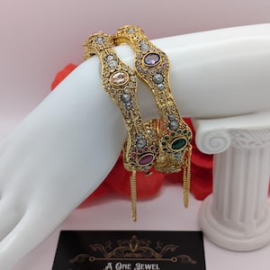 Indian Wedding Bangles 2.6, Gold Plated Openable Bangles Bracelet, Pakistani Bangles, Kangan, Kare, Cuff Bracelet, Sabysachi Jewellery