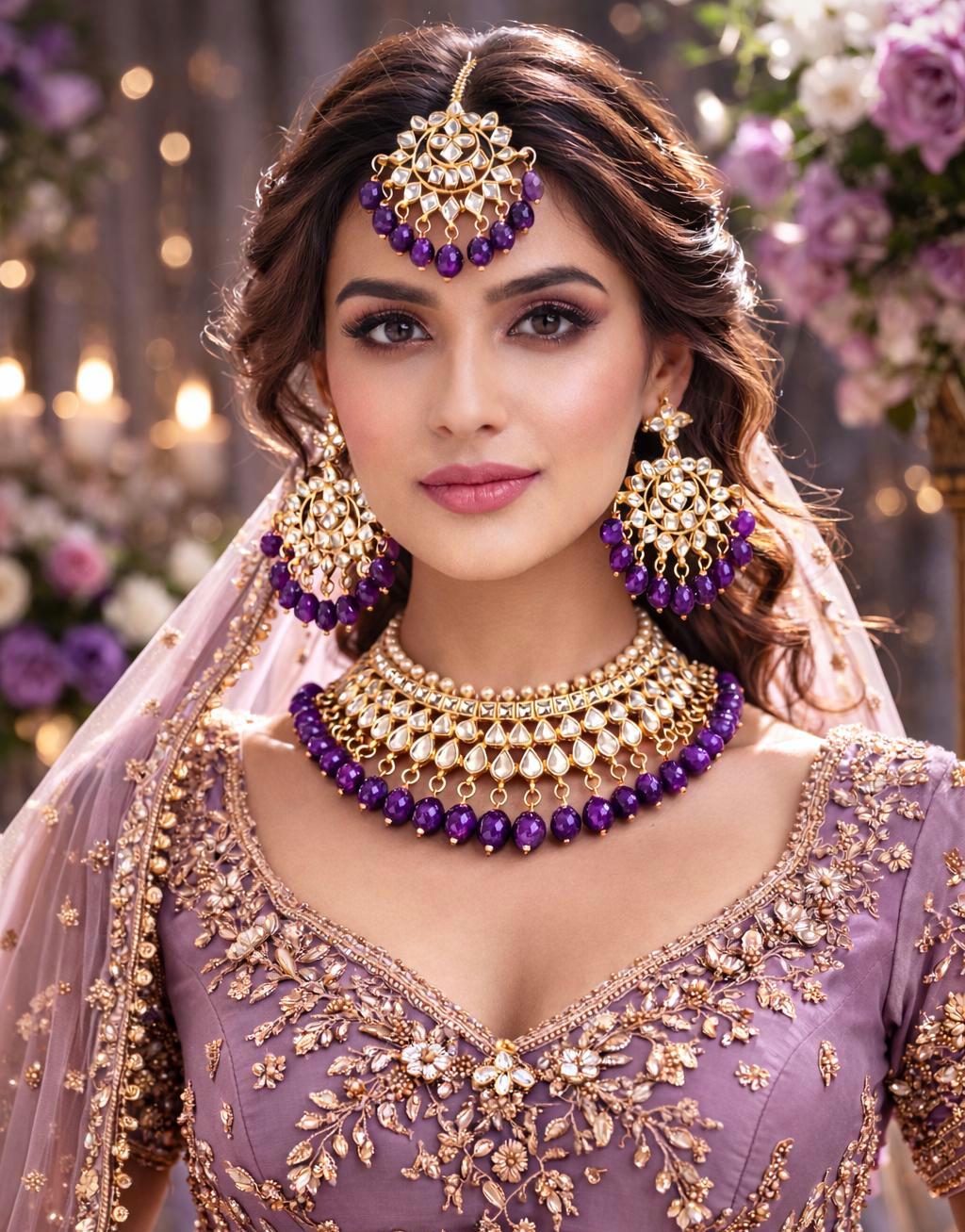 Kundan Pearl Gold Plated Indian Jewelry Set, Ethnic Wedding