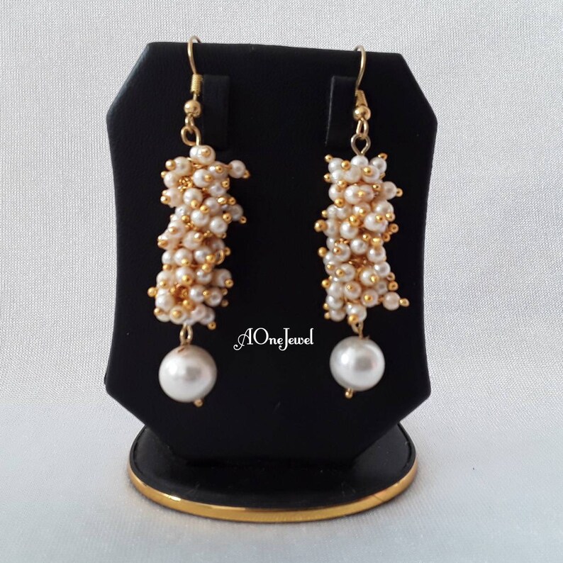 Wedding Party Jewelery Double Strand Pearl Necklace Set Pearl Mala Necklace pearl Necklace Set Indian Jewellery Necklace Earrings Set