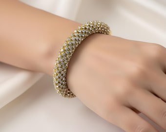 Gold Plated CZ Cuff Bracelet, Open Adjustable CZ Diamond Cuff Bangle Bracelet, Minimalist Faux Fine Jewelry, Gift For Her, Open Cuff Bracele